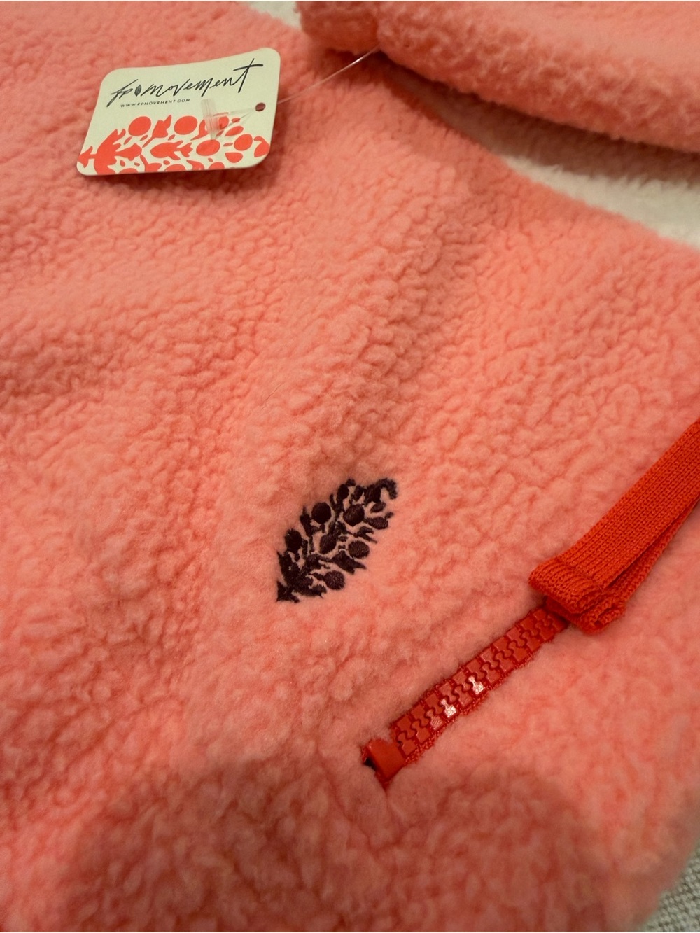FP Movement by Free People Coral Pink, Cream & Brown Sherpa Pullover - Picture 2 of 3